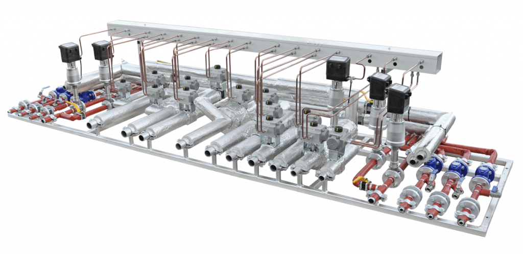 Isolierfabrik, IFS MW20 - Mineralwolle und IFS-Plast25 Isolierkissen und Isoliermantel, Rohrisolierung, Maßanfertigungen für Armaturen und Verteiler, Rohre, Industrieanlage, Industrieverteiler, SKID Anlage nach modernsten Standards energetisch optimiert und mit CO2 Einsparung. Reduziert Ernergieverluste durch Wärmedämmung