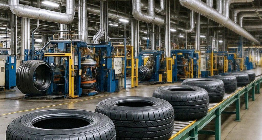 Isolierung Prozesskette Reifenindustrie Anwendung bei Reifenpressen, Isolierung der Dampfleitungen mit MW20 Mineralwolle, IFS-Plast25 Isolierkissen für Armaturen, Industriehalle, Werkhalle