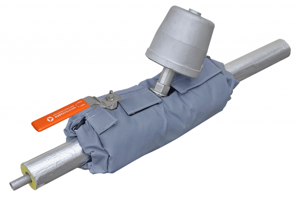 Industriefabrik Schneider IFS-Plast25 Isolierkissen und Isoliermantel für Armaturen und Rohre, Hitzedämmung, Wärmedämmung und Schallisolierung, Kugelhahn, Schrägsitzventil, individuell angefertigt, hohe Qualität